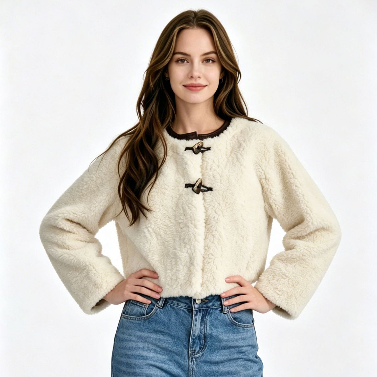 Women Short Blouson made of Teddy Fleece with Toggle Closures Chichicherry