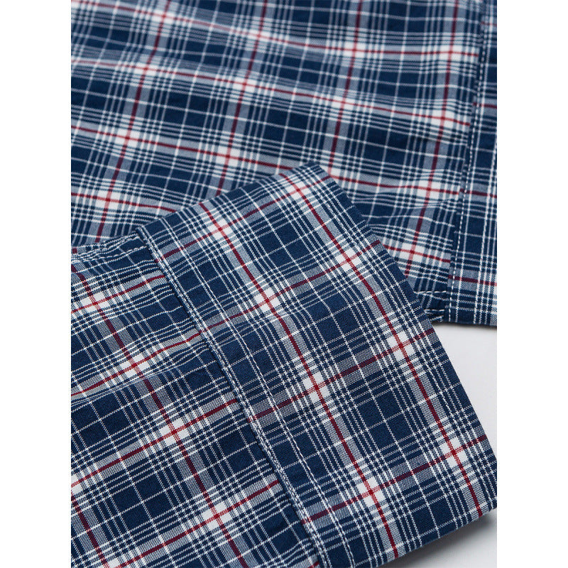 Men's Casual Check Shirt in Overshirt Style with Button-Down Collar and Rounded Hem Chichicherry