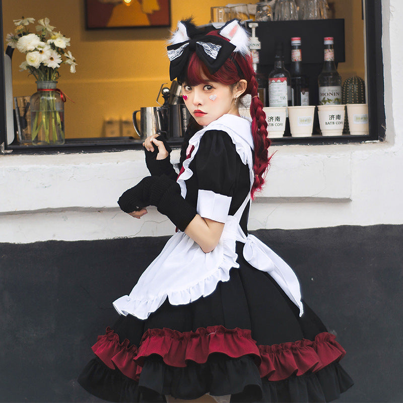 Girl Catgirl Costume with Ruffles and Cat Ears Chichicherry