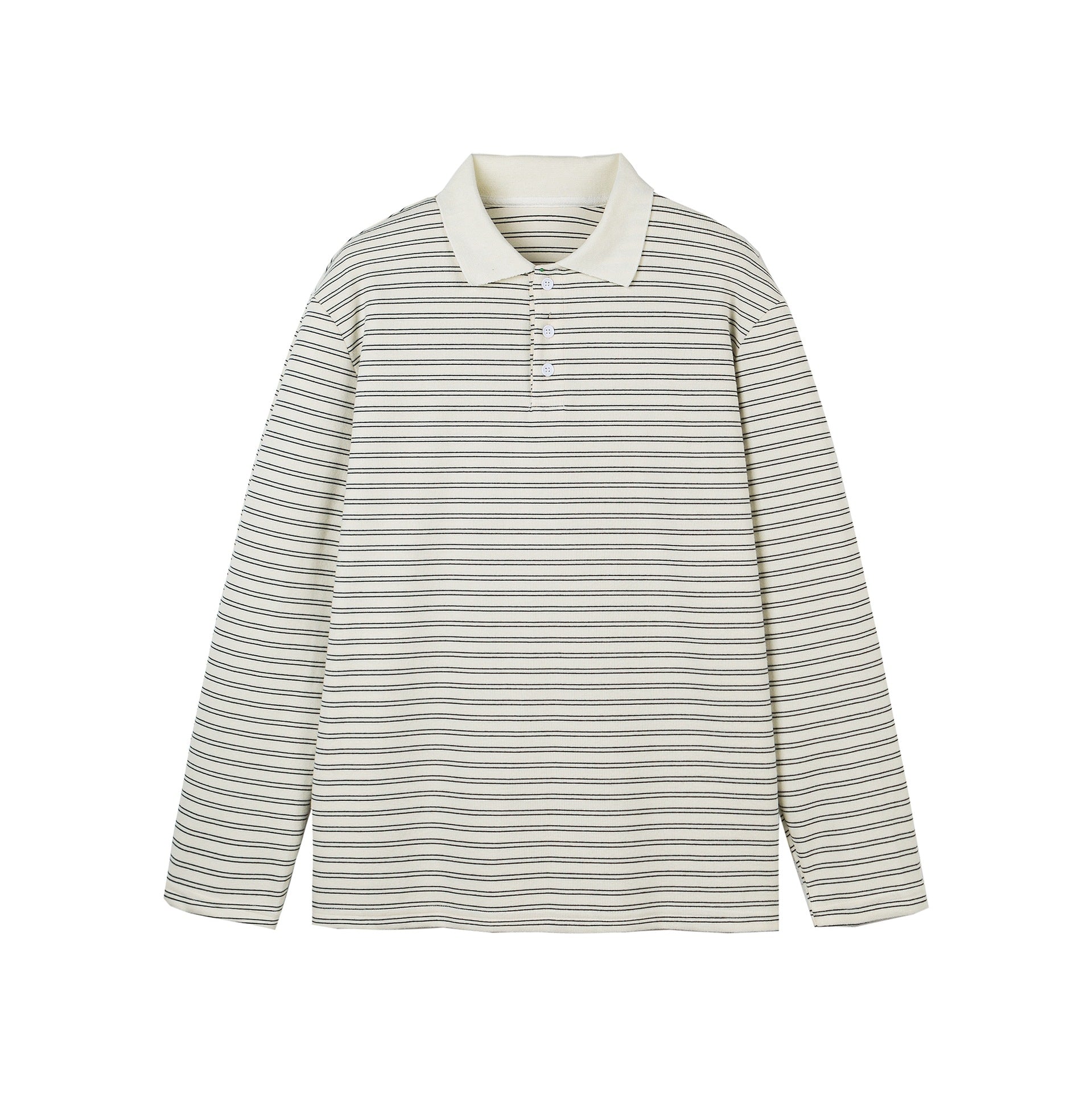 Men's Long Sleeve Polo Shirt in Striped Jersey with Henley Placket Chichicherry