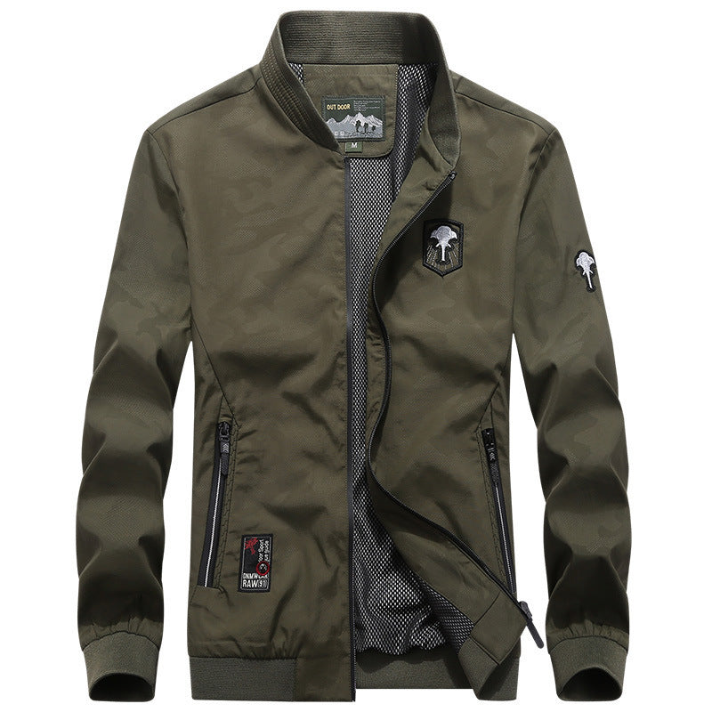 Men's Lightweight Bomber Jacket with Mesh Lining, Zip Pockets and Stand-up Collar Chichicherry