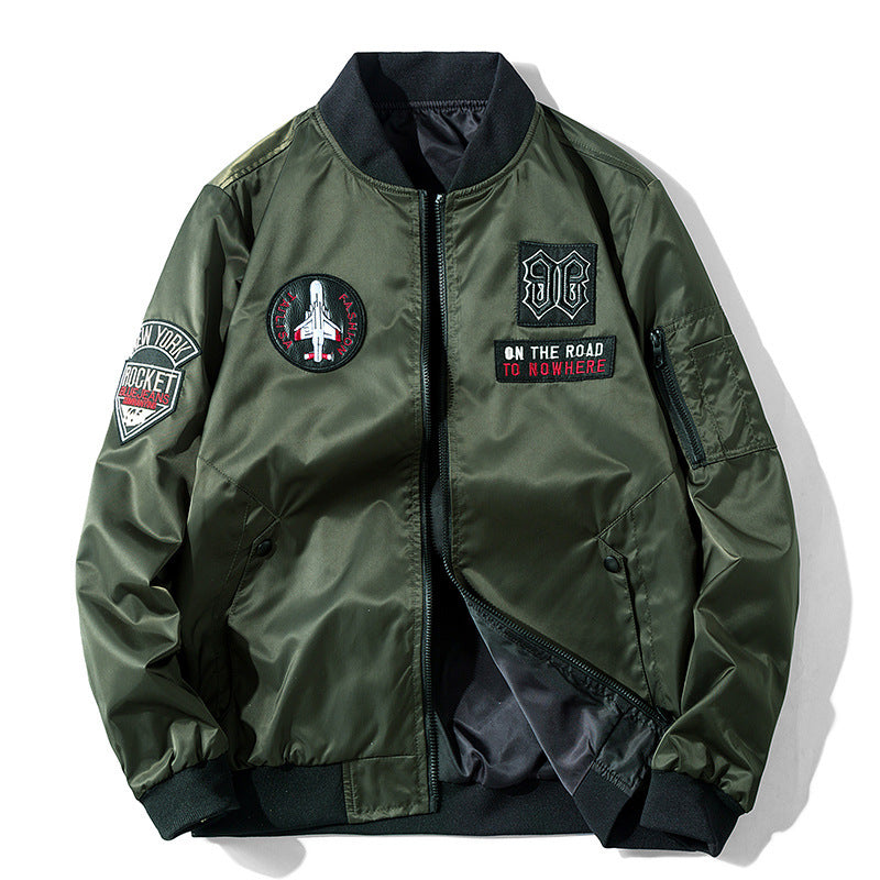 Men's bomber jacket in aviator style with patch applications, nylon shell and arm pocket Chichicherry