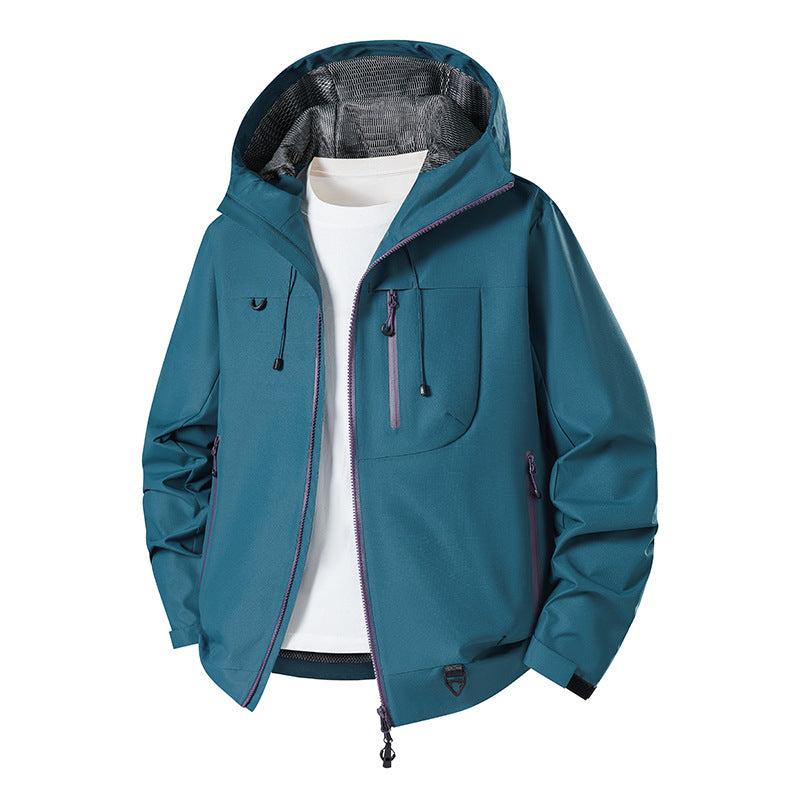 Men's water-repellent technical softshell jacket with hood, breathable mesh lining and zippered pockets Chichicherry