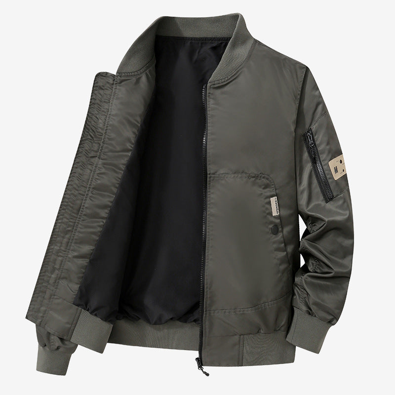 Men's Lightweight Bomber Jacket Made of Nylon with Arm Pocket and Ribbed Cuffs Chichicherry