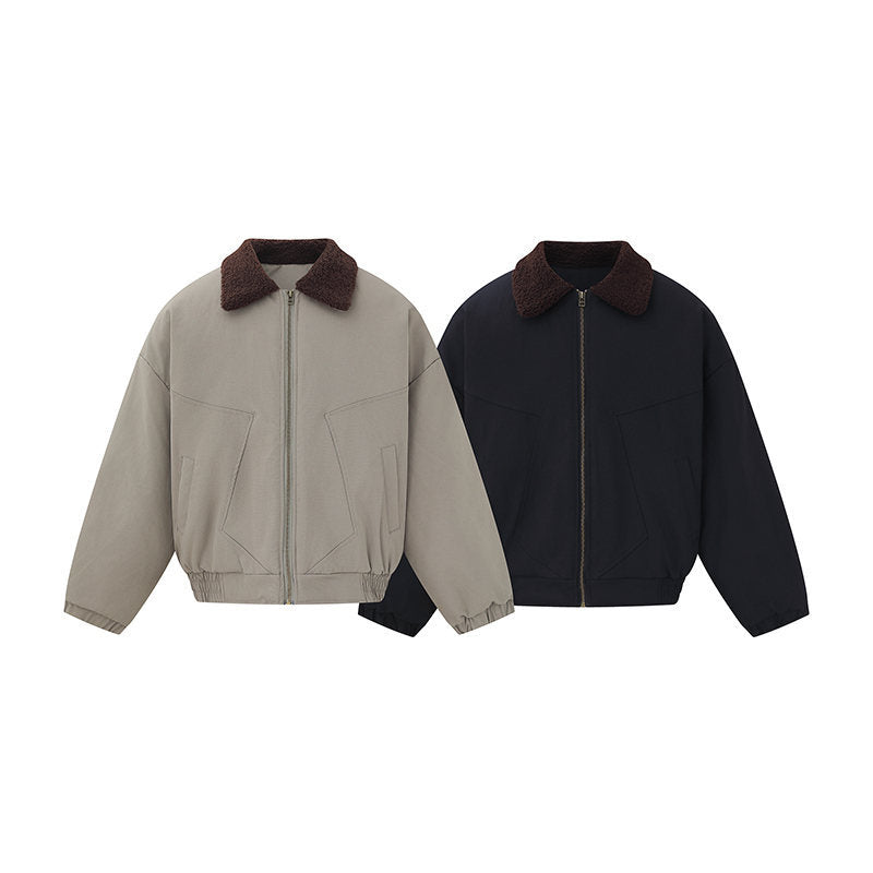 Unisex short bomber jacket in boxy cut with teddy collar Chichicherry
