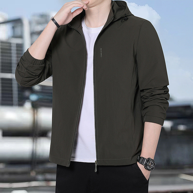 Men's hooded softshell jacket with checked lining, windproof and lightly padded Chichicherry