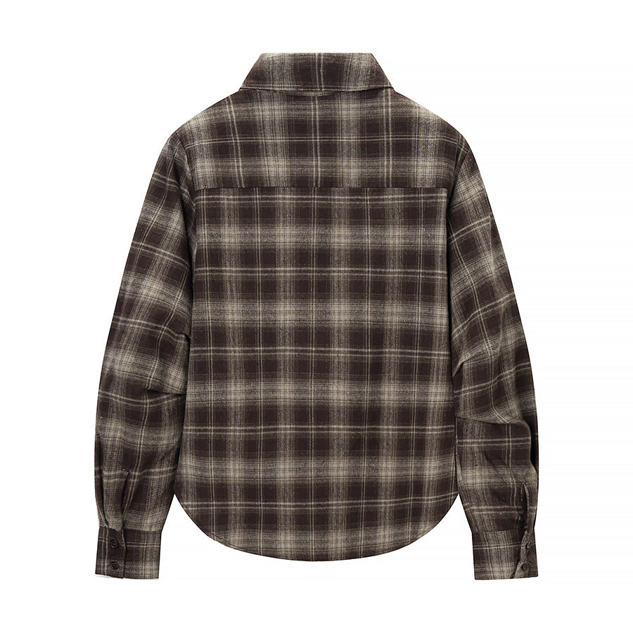 Women's Checked Cotton Shirt with Wrap Draping and Oversized Silhouette Chichicherry