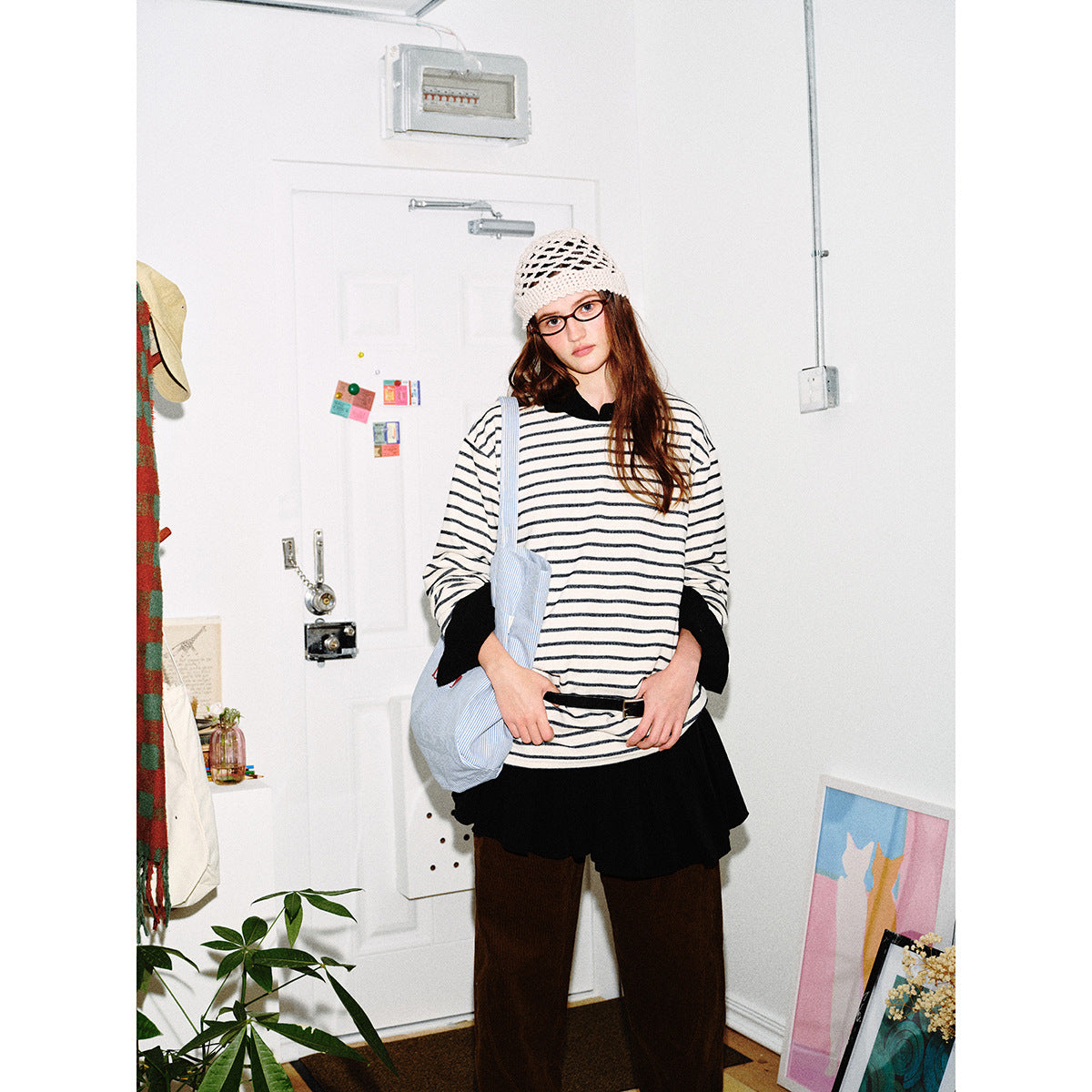 Unisex Striped Long Sleeve Shirt made of lightweight cotton blend with a straight cut Chichicherry