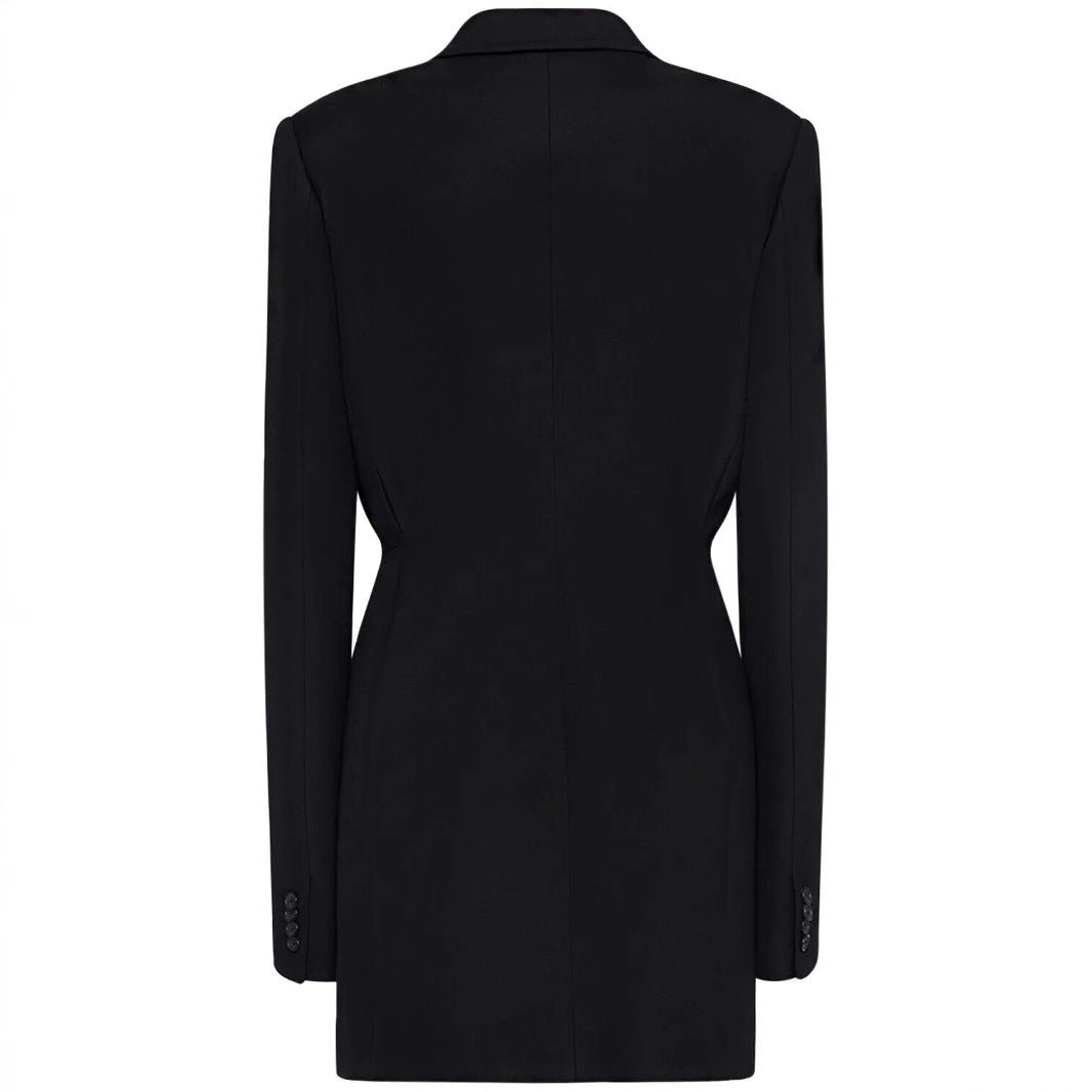 Women Single-Breasted Long Blazer with Tailored Silhouette and Wide Palazzo Pants Chichicherry