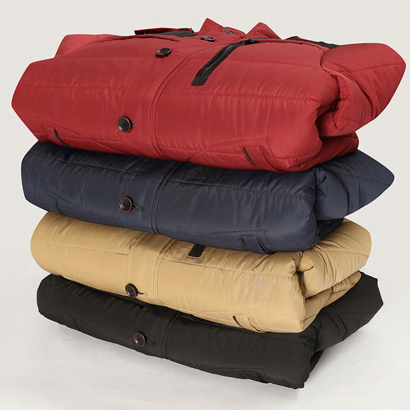 Men's thermal quilted parka with hood, faux fur trim and fleece lining Chichicherry