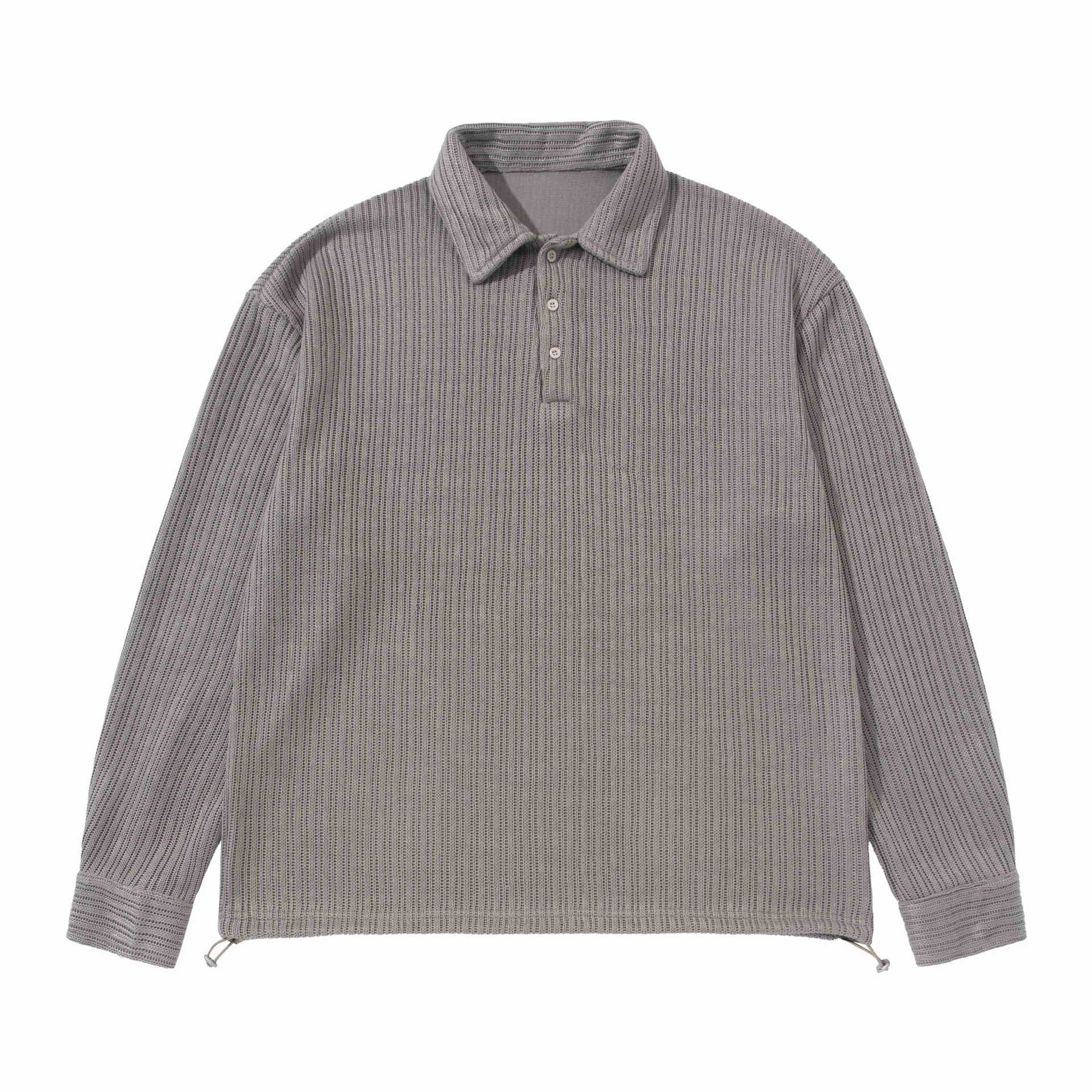 Men's Structured Polo Shirt - Knit Sweater with Button Placket and Waffle Knit Chichicherry