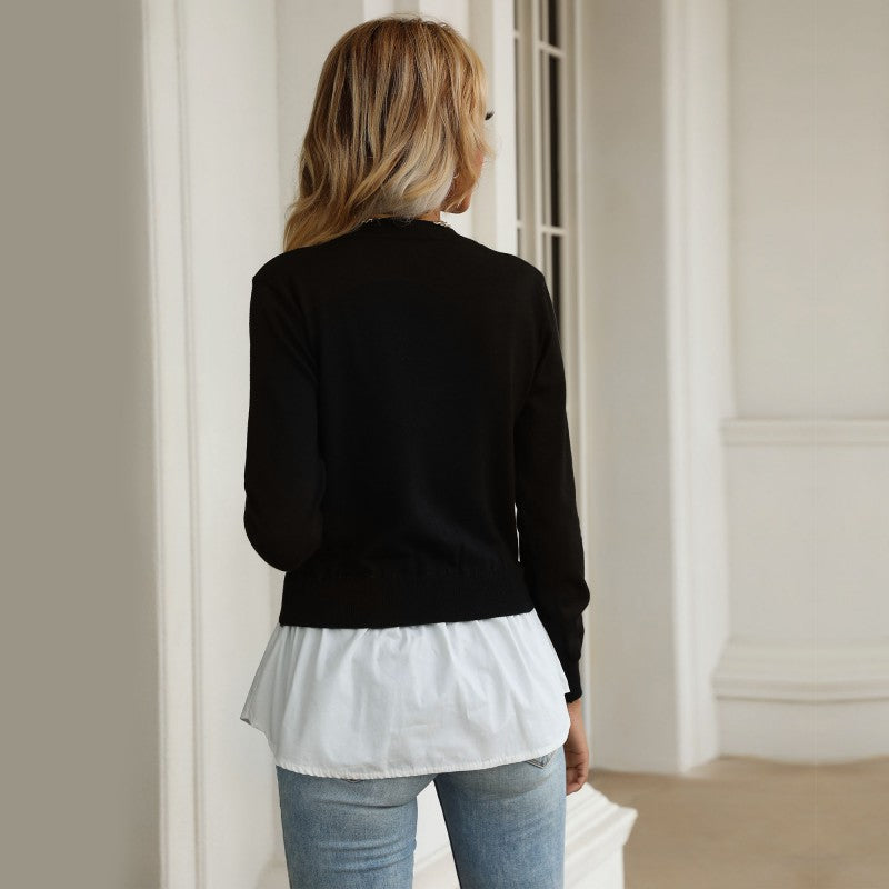 Women's Layering Sweater with Shirt Look and Fine Knit Chichicherry