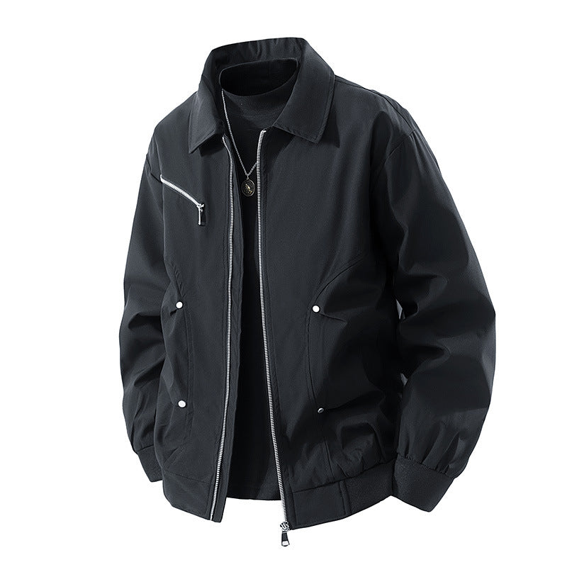 Men's Lightweight Oversized Bomber Jacket made of windproof nylon with zipper, chest pocket, and ribbed cuffs Chichicherry