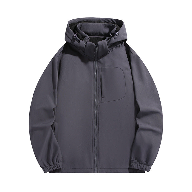 Men's Lightweight Softshell Hoodie Jacket with Water-Resistant Membrane and Chest Pocket Chichicherry