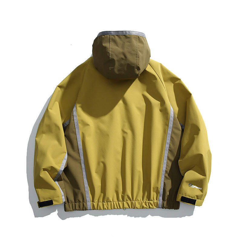 Unisex Water-repellent technical hooded jacket with reflective piping and elastic hem Chichicherry