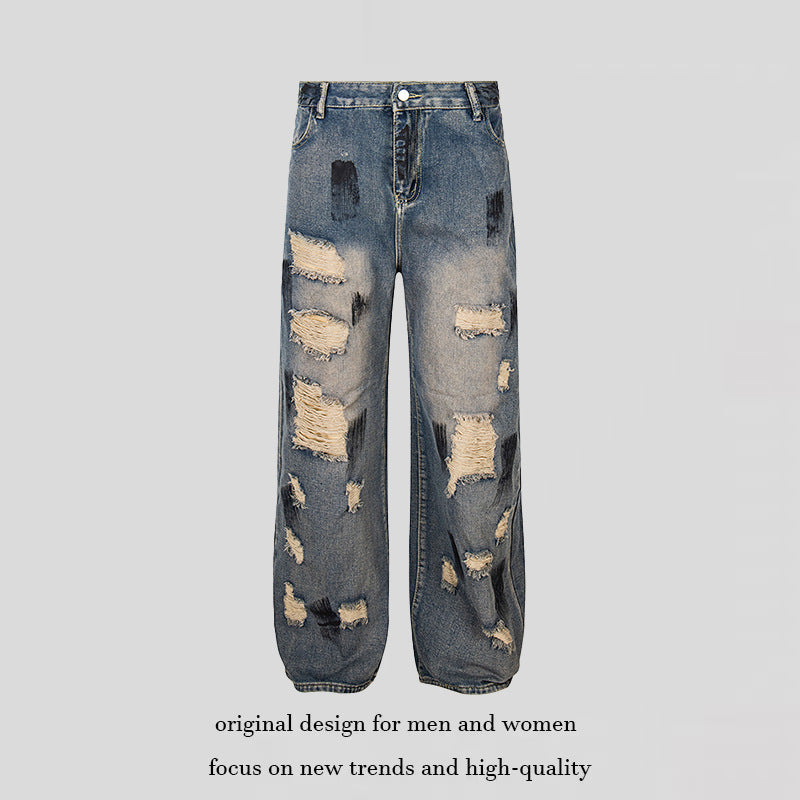 Women's Loose Destroyed Jeans with High Waist, Used Wash and Balloon Hem Chichicherry