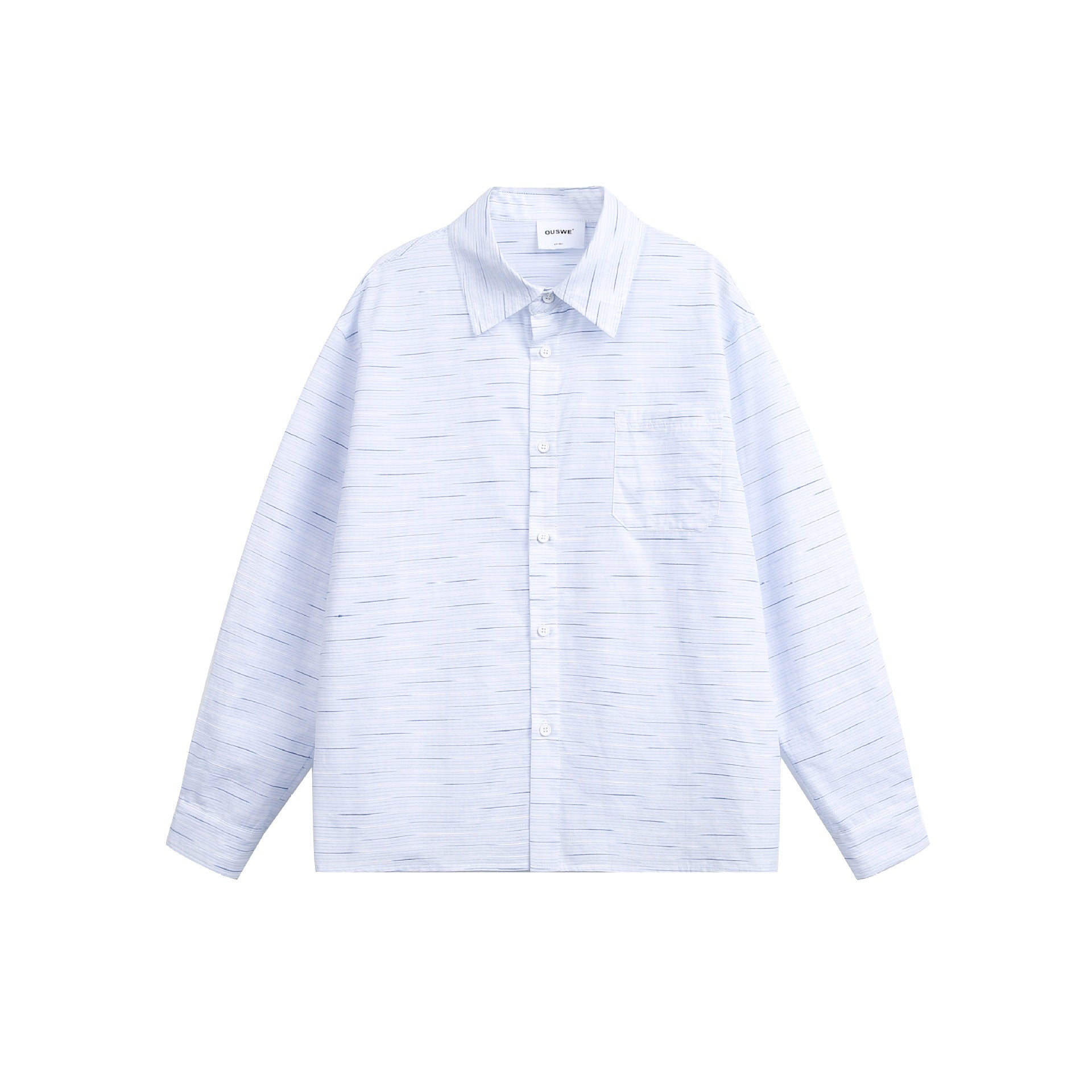 Women's Loose Oversized Shirt with Fine Striped Texture and Chest Pocket Chichicherry
