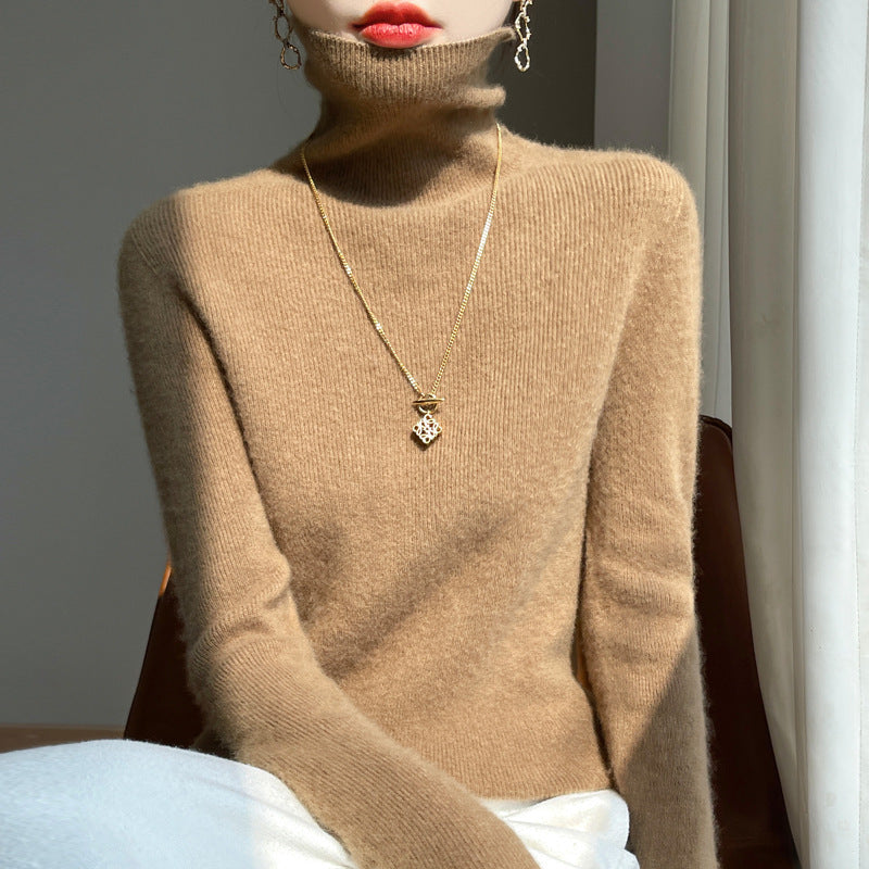 Women's Slim-Fit Turtleneck Sweater Made of Soft Angora Blend Chichicherry