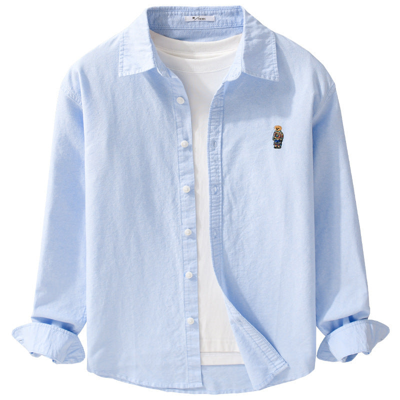 Men's Button-Down Overshirt in Casual-Relaxed Style with tonal embroidery Chichicherry