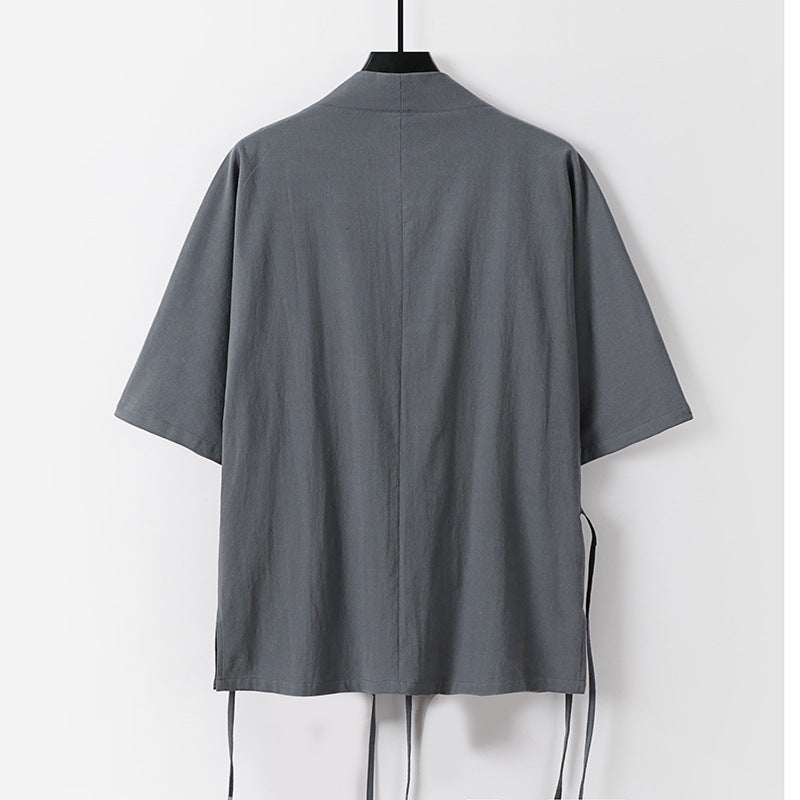 Women Wrap Kimono Top with Short Sleeves and Side Ties Chichicherry