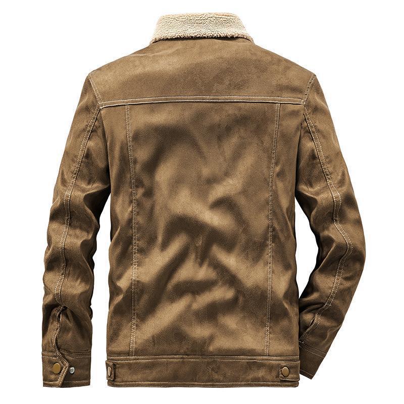 Men's suede jacket with Sherpa lining, teddy inner lining and snap button closure Chichicherry