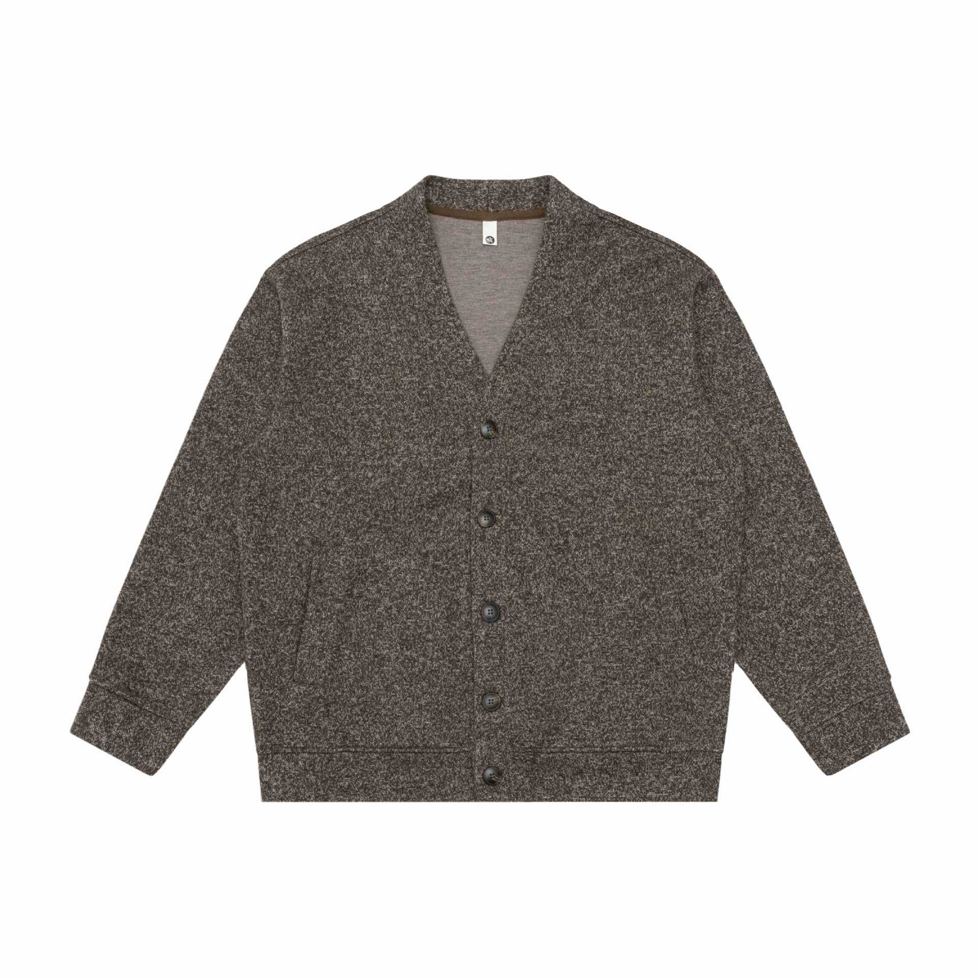 Unisex V-neck cardigan with textured knit and patch pockets Chichicherry