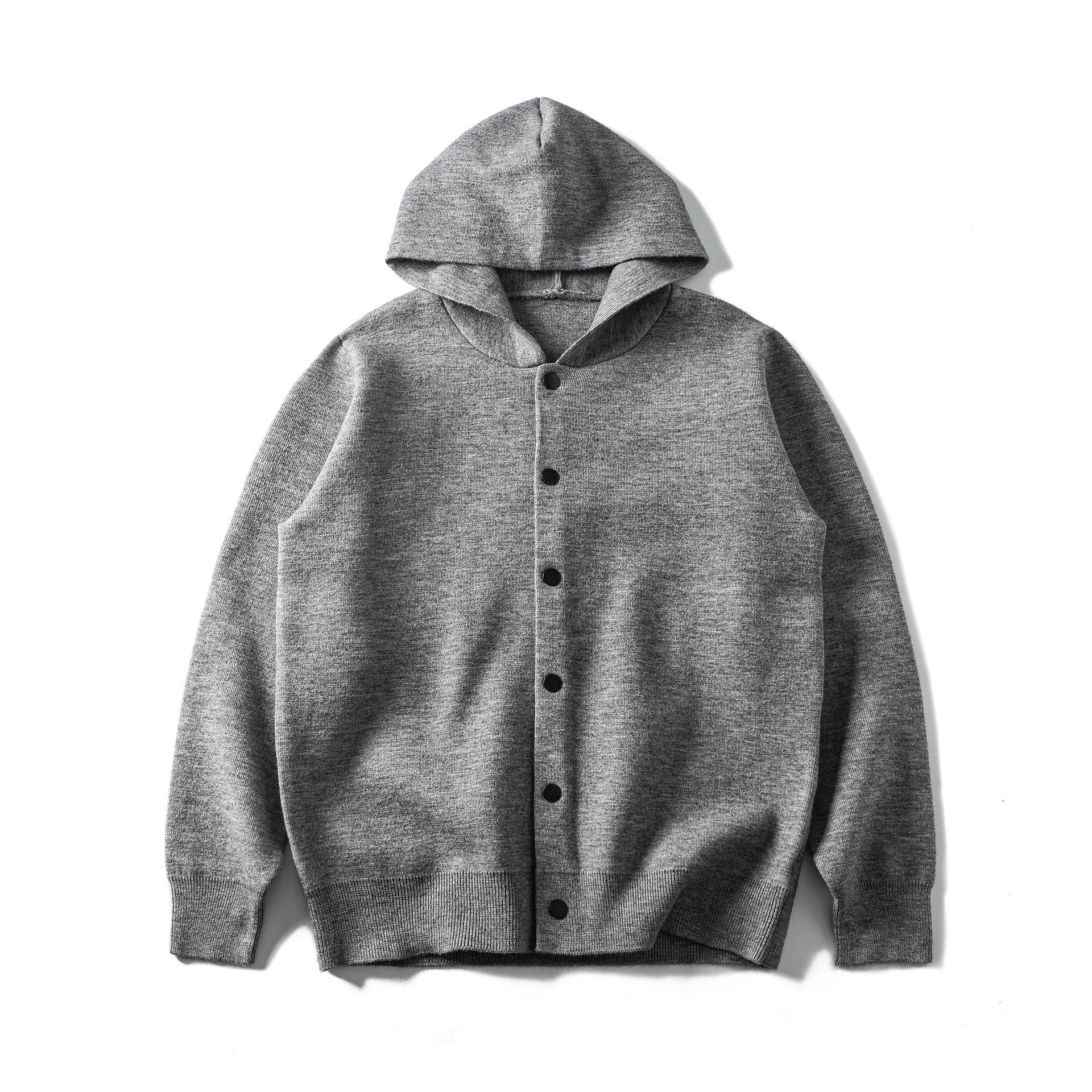 Unisex Light Hoodie Cardigan with Snap Fastener and Ribbed Cuffs Chichicherry