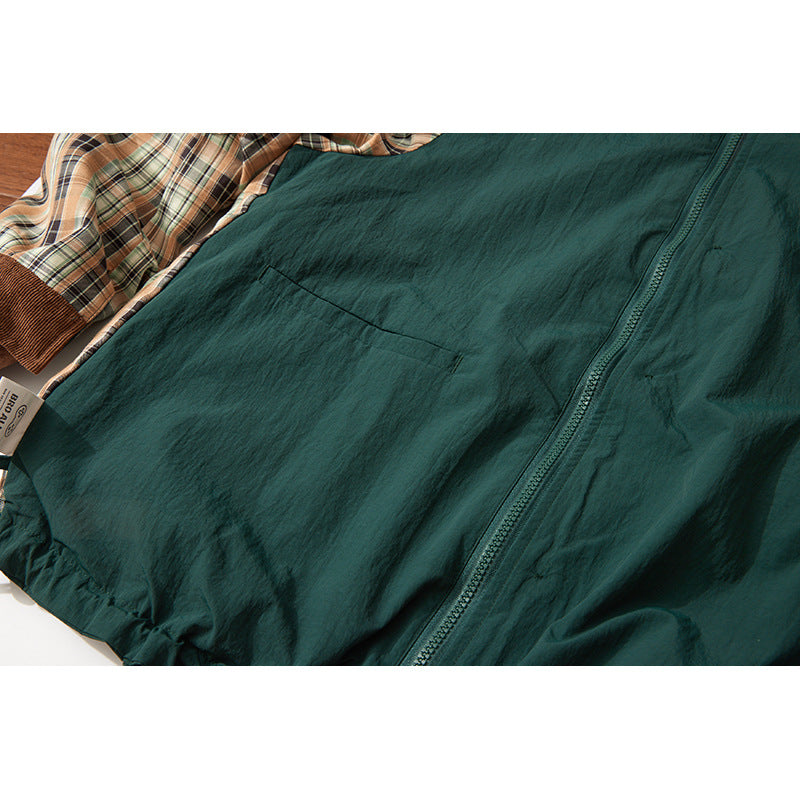 Men's transitional canvas jacket with corduroy collar and checked lining Chichicherry