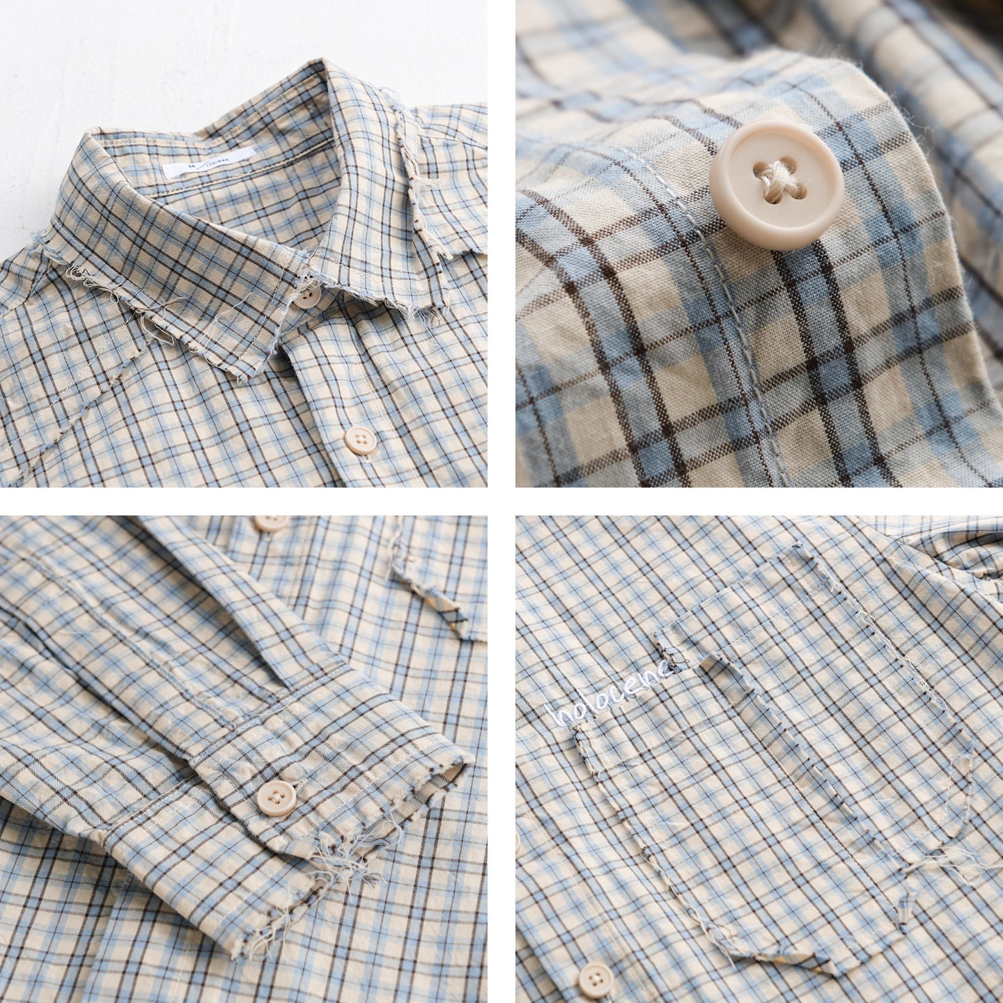 Men's check overshirt with frayed hem, chest pocket, and relaxed fit Chichicherry