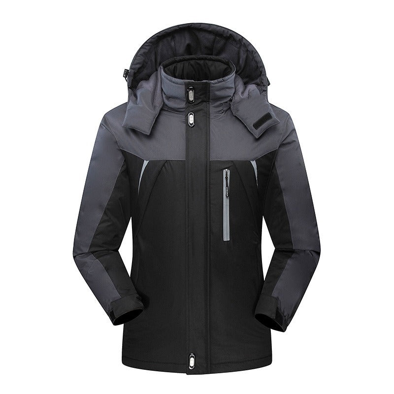 Men's Waterproof Insulated Softshell Ski Jacket with Removable Hood and Multi-Pockets Chichicherry