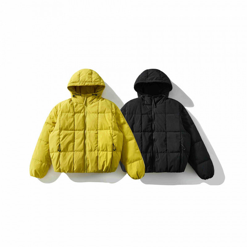 Unisex Oversized Quilted Hoodie with Square Quilting and Elastic Hem Chichicherry