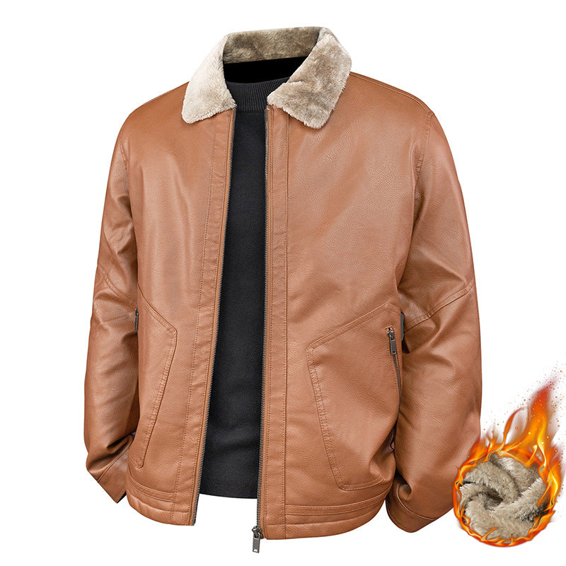 Men's aviator bomber jacket in nappa look with teddy lining and zippered pockets Chichicherry