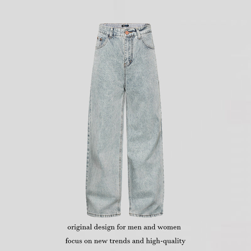 Women's High-Cut Vintage-Washed Baggy Jeans with Wide Palazzo Cut Chichicherry