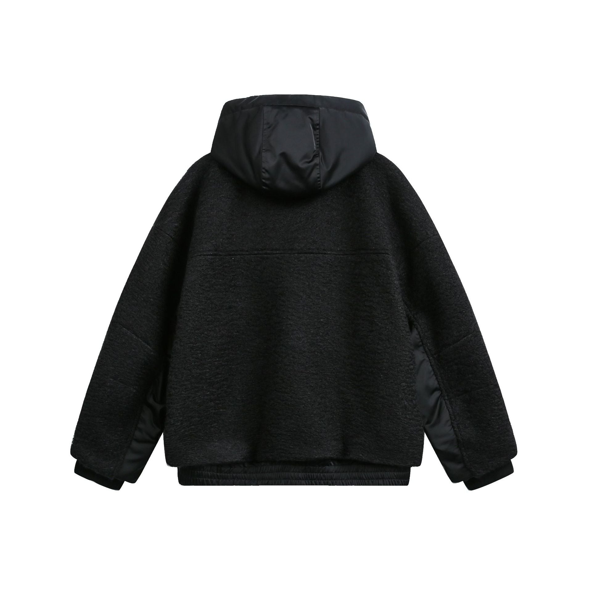 Women's Oversize Wool Blend Bomber Jacket with Quilted Hood Chichicherry