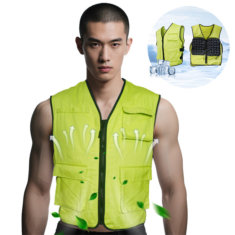 Unisex nan cooling gel cooling vest with adjustable straps and multiple pockets Chichicherry