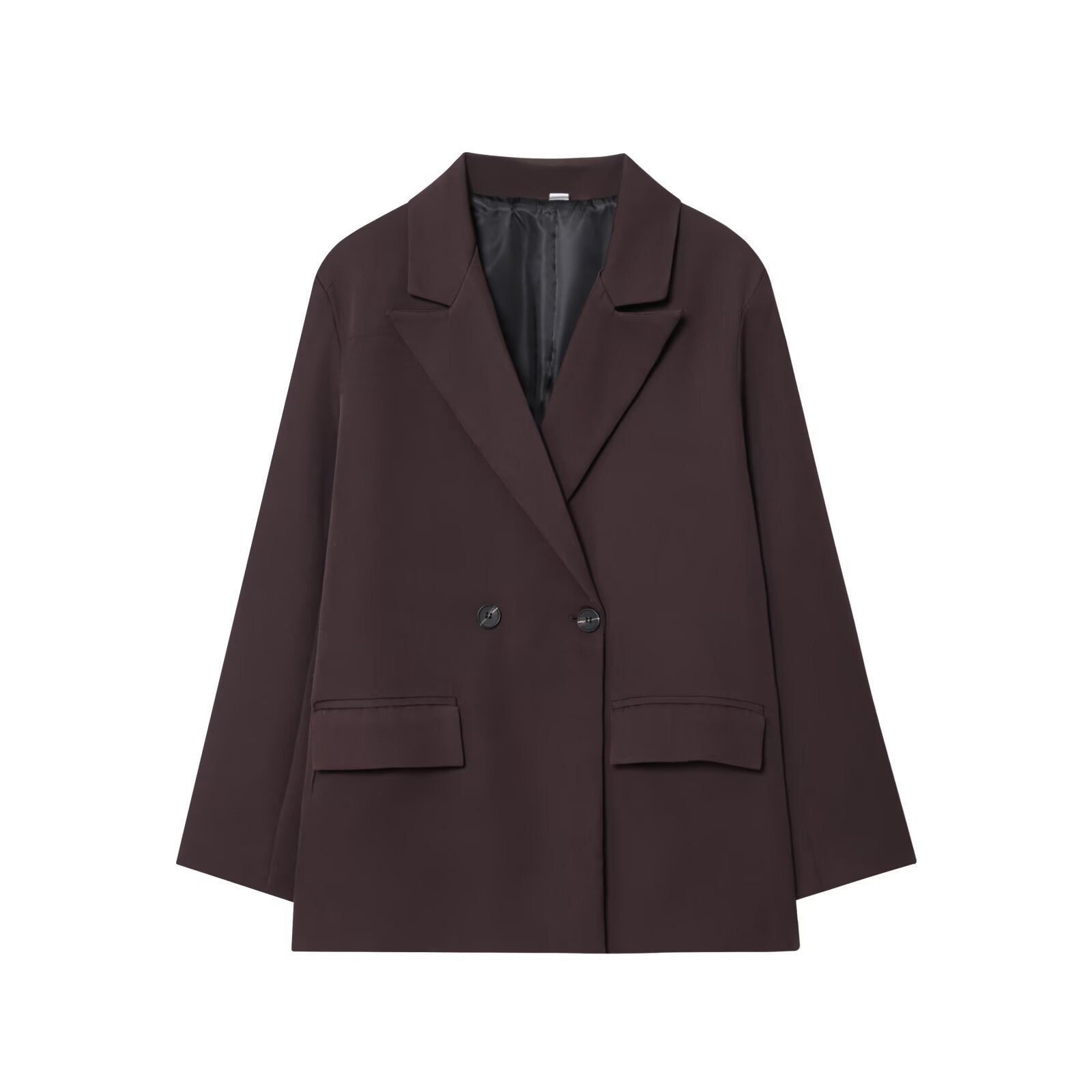 Women's Oversized Double-Breasted Blazer with Flap Pockets Chichicherry