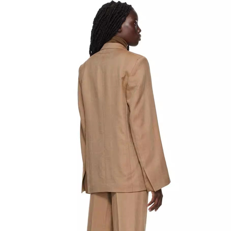 Women's Two-Piece Oversized Blazer Set with Wide Pleated Pants Chichicherry