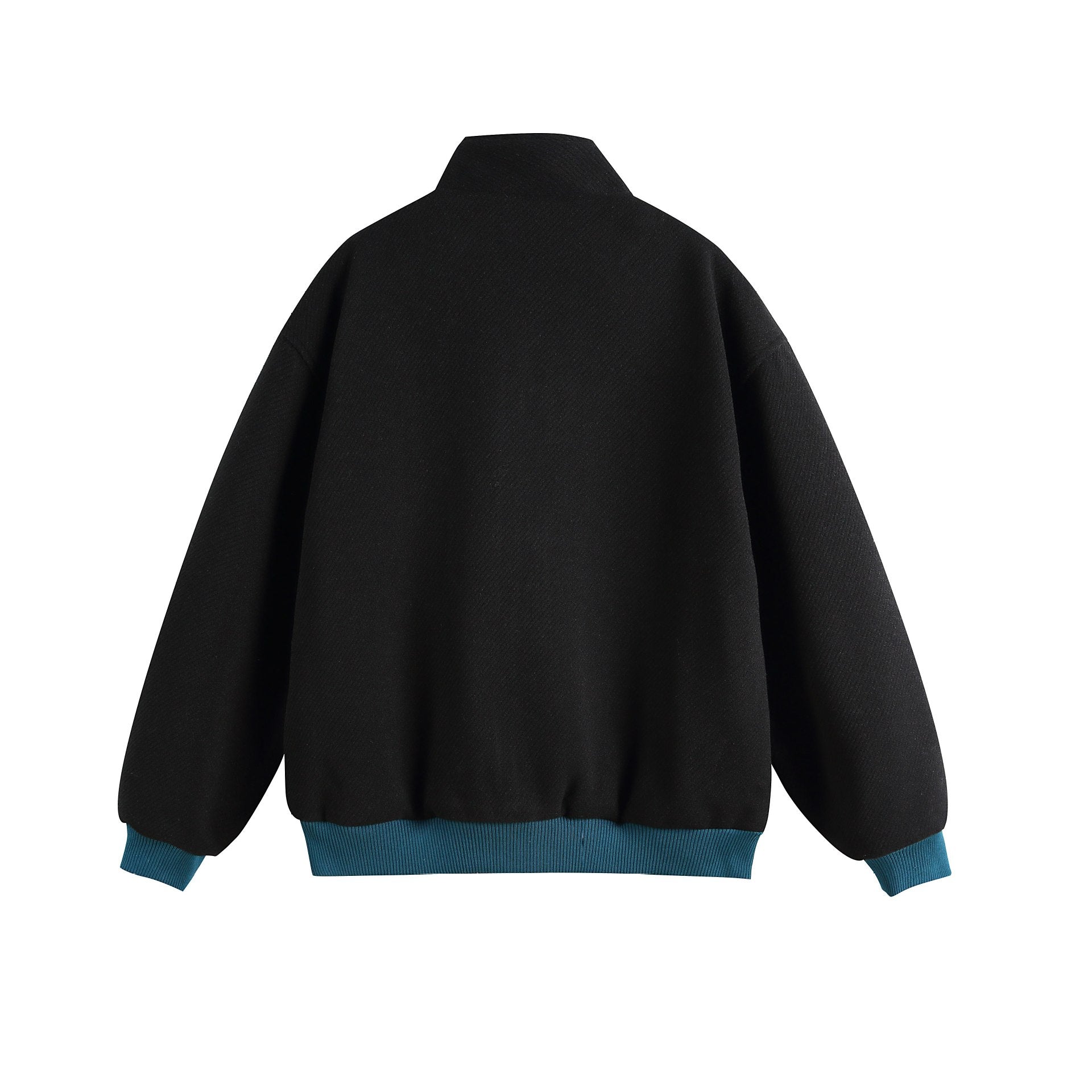 Women Lightweight Stand Collar Jacket with Folk Embroidery Appliqués and Ribbed Cuffs Chichicherry