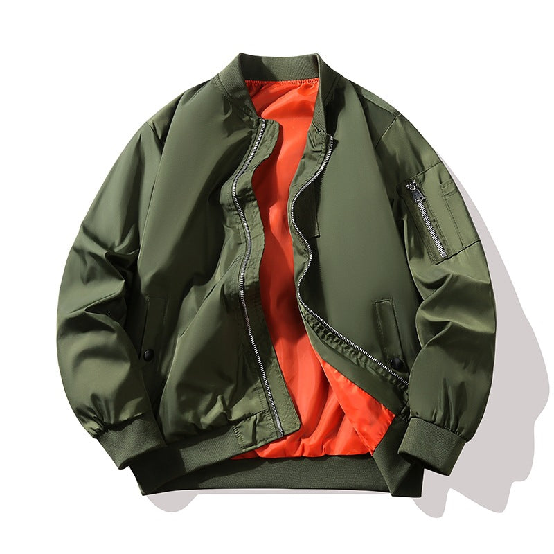 Men's bomber jacket in flight style with contrasting inner lining, sleeve zip pocket & ribbed cuffs Chichicherry