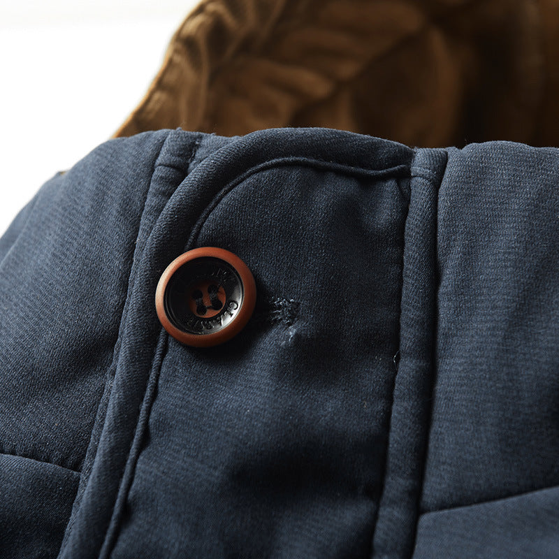 Men's padded parka in canvas look with teddy fleece lining and hood Chichicherry