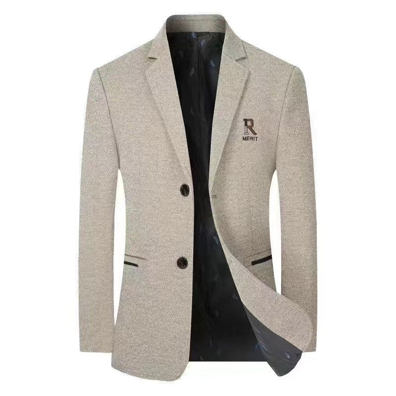 Men's Tailored Structured Blazer in Slim Fit with Logo Embroidery and Light Inner Lining Chichicherry