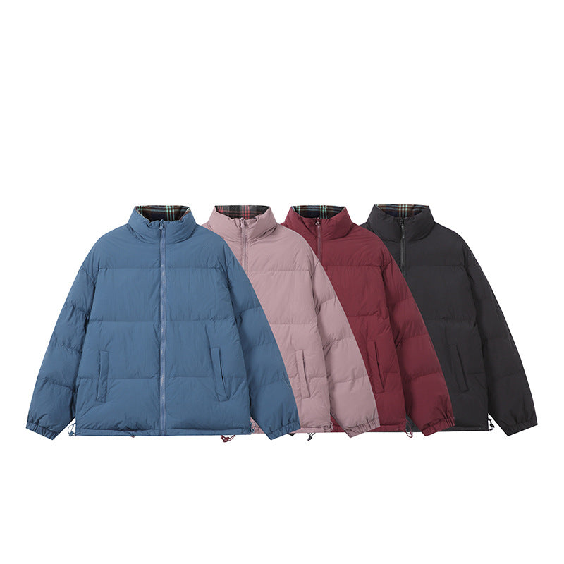 Unisex Boxy-Short Parka with quilted insulation, drawstring hem and plaid lined collar Chichicherry
