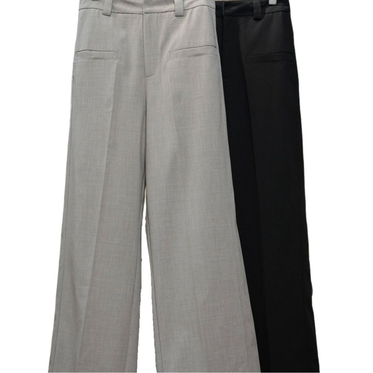 Women High-waisted Pleated Palazzo Pants with Sewn-in Side Pockets Chichicherry