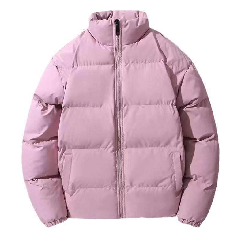 Women's Short Cut Thermal Puffer Jacket with Stand-Up Collar and Minimalist Zipper Front Chichicherry