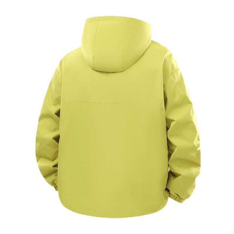 Men's Oversized Utility Softshell Jacket with Hood, Water-Repellent Membrane & Zipper Pockets Chichicherry