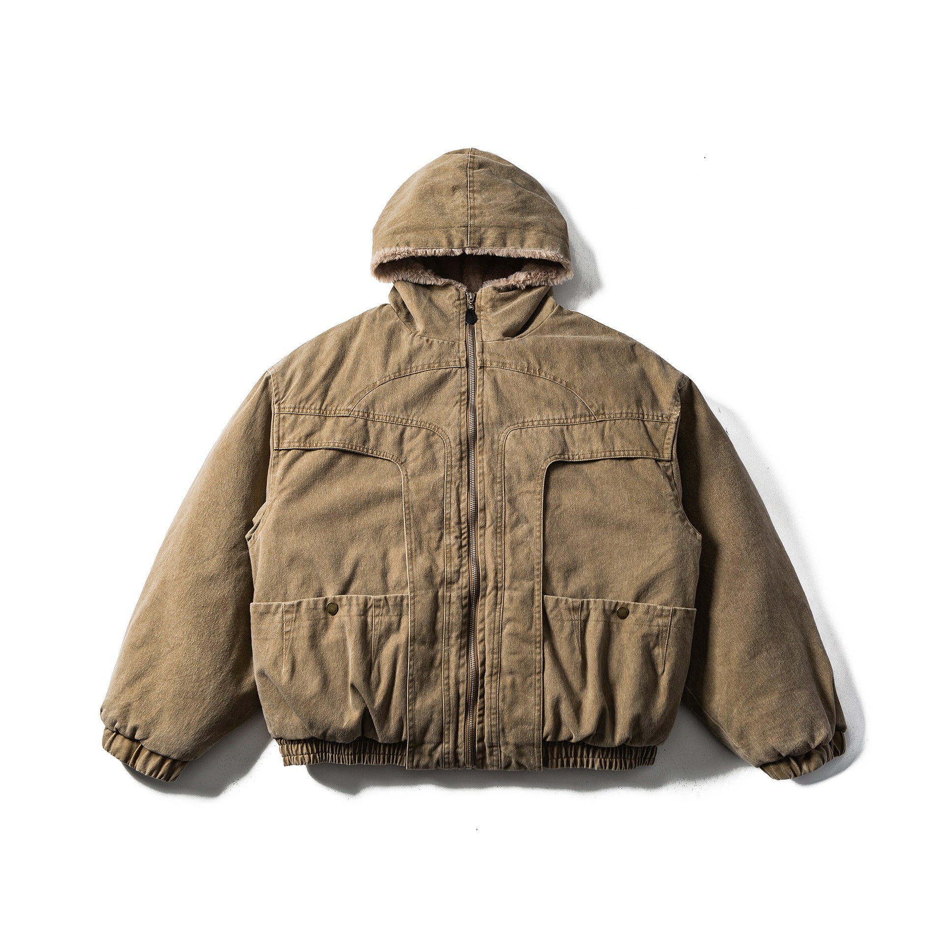 Men's Robust Hooded Field Jacket with Teddy Lining and Utility Pockets Chichicherry