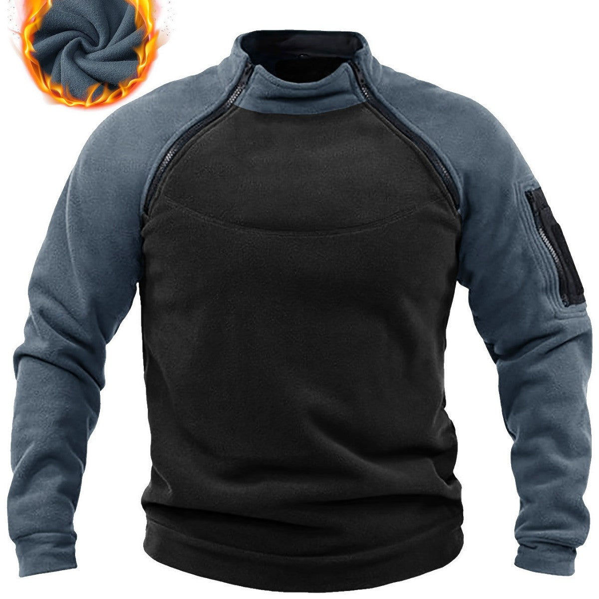 Men's technical fleece combo pullover with windproof chest panel, zippered sleeve ventilation & arm pocket Chichicherry