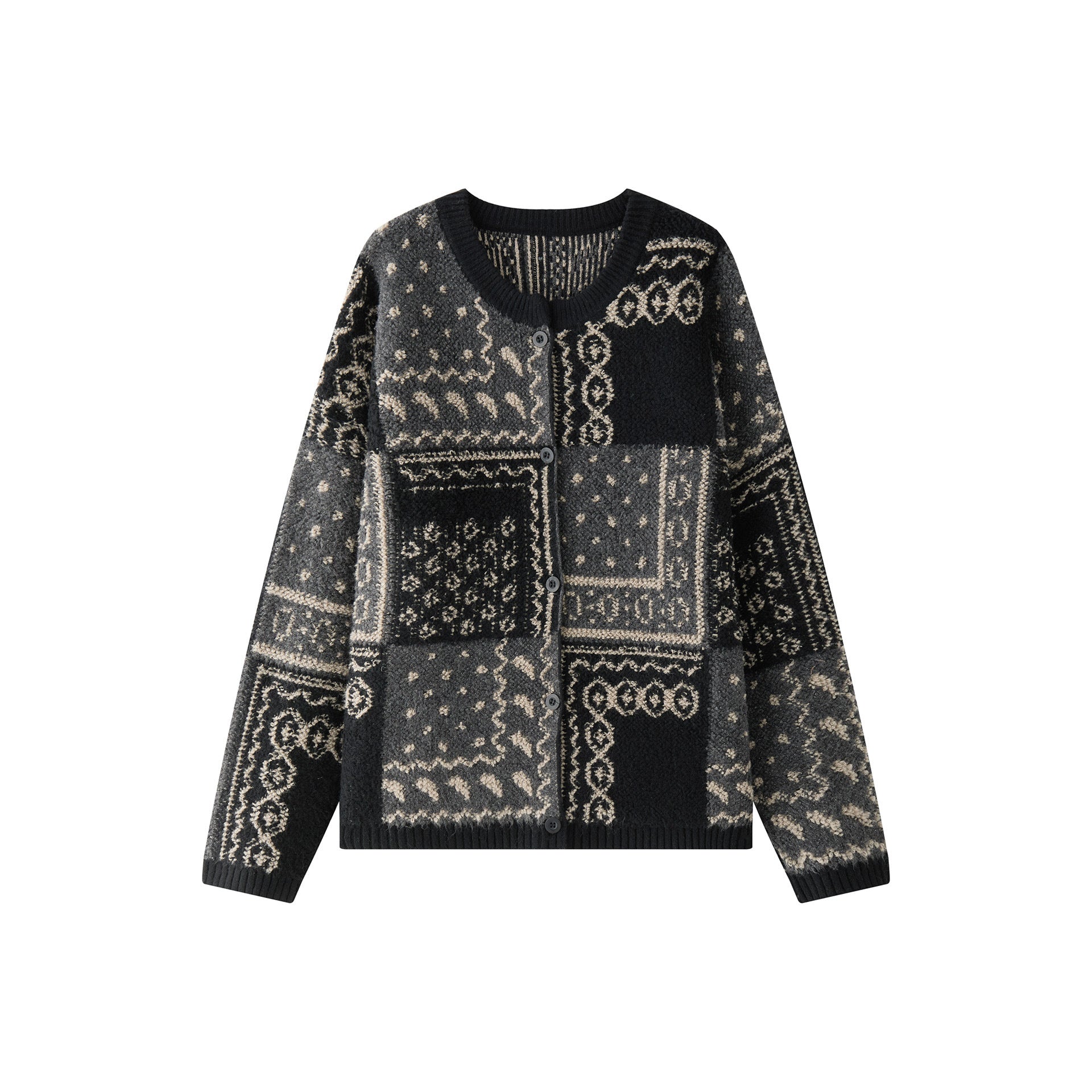 Women's jacquard cardigan in boxy cut with button placket Chichicherry