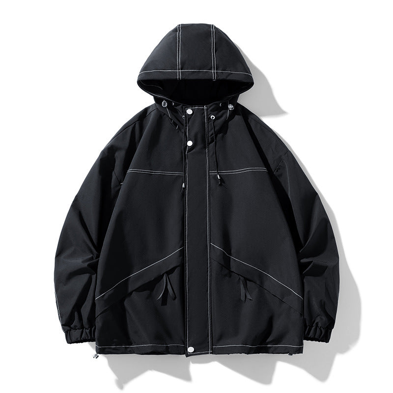Men's Oversize Softshell Jacket with Hood, water-repellent surface & contrasting seam details Chichicherry
