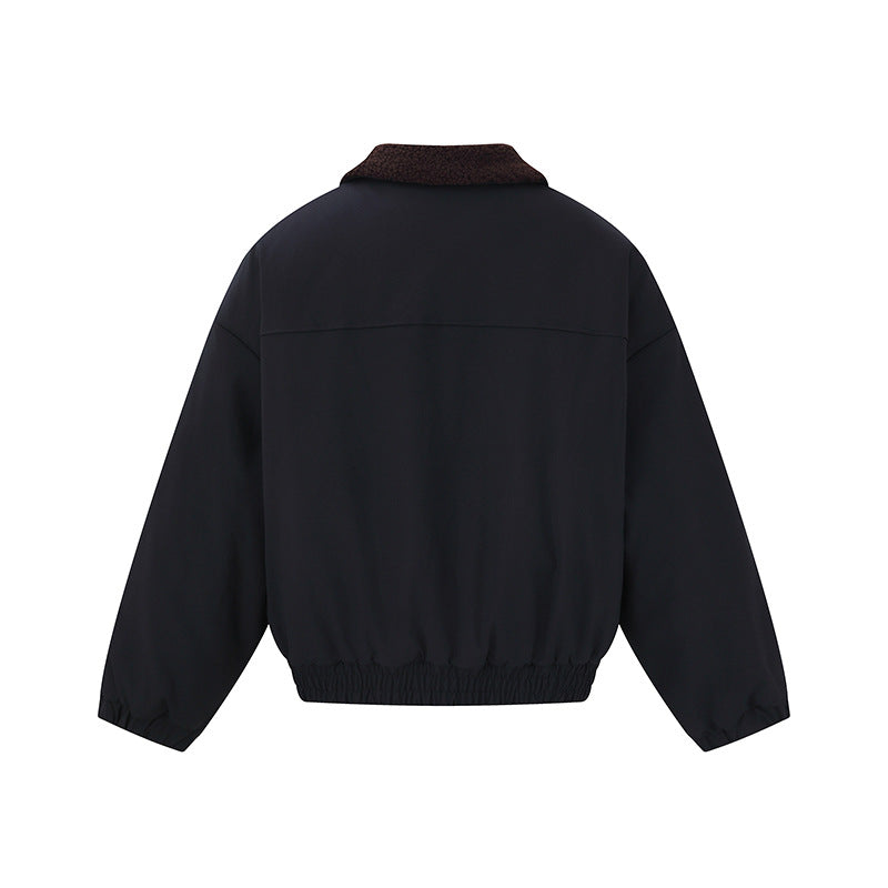 Unisex Boxy Blouson Jacket with Teddy Collar and Elastic Hem Chichicherry